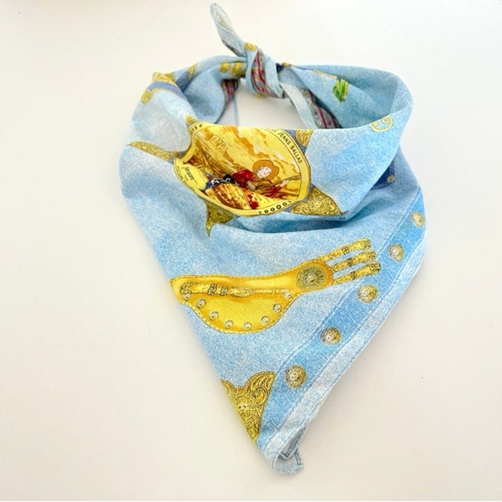 Vintage Gianni Versace jeans western denim design scarf neckerchief bandana